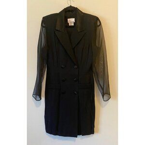 Vintage Dani Michaels Jacket Dress Black Sheer Sleeves Double-Breasted
